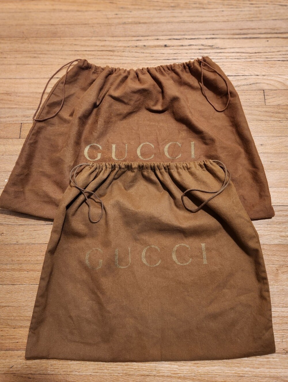 Gucci Drawstring Dust Bags — Brown (Set of 2)